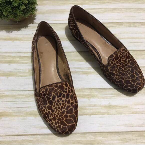 Fossil Calabash Giraffe Animal Print Leather Calf Hair Flats Loafers Size 9‎ - Picture 1 of 10